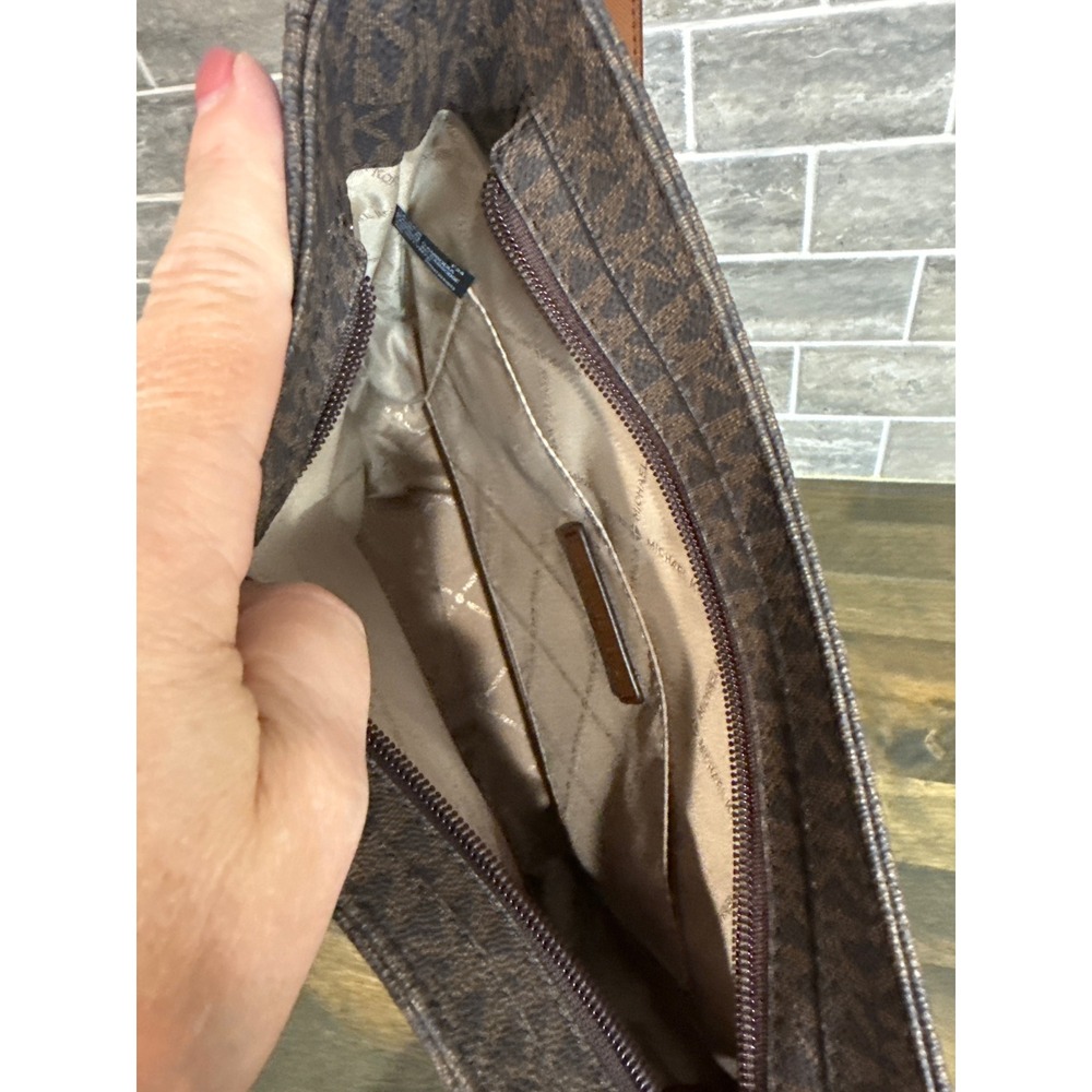 Michael Kors Jet Set Large Crossbody Bag Brown MK Signature Logo 35T8GTTC9B - Picture 8 of 11